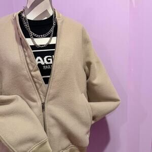 Cream five four fleece bomber